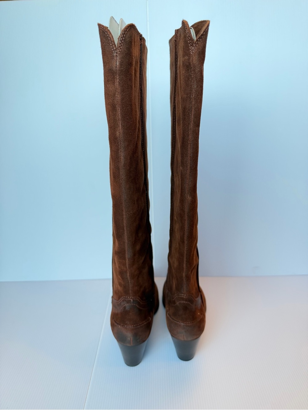 NWB Frye Renee Seam Tall Suede Western Boots 9.5M - Picture 2 of 15